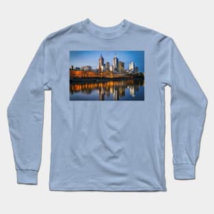 Blue Hour Melbourne Cityscape at Sunset Long Sleeve T-Shirt
